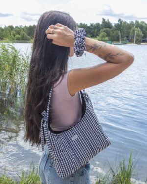 Mini-Slouchy-Bag-Black-Check-tor torebka mini w kratke vichy handmade