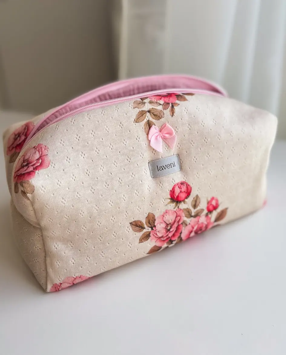 Limitowana Kosmetyczka Soft Flowers 4 ksometyczka bawełniana handmade