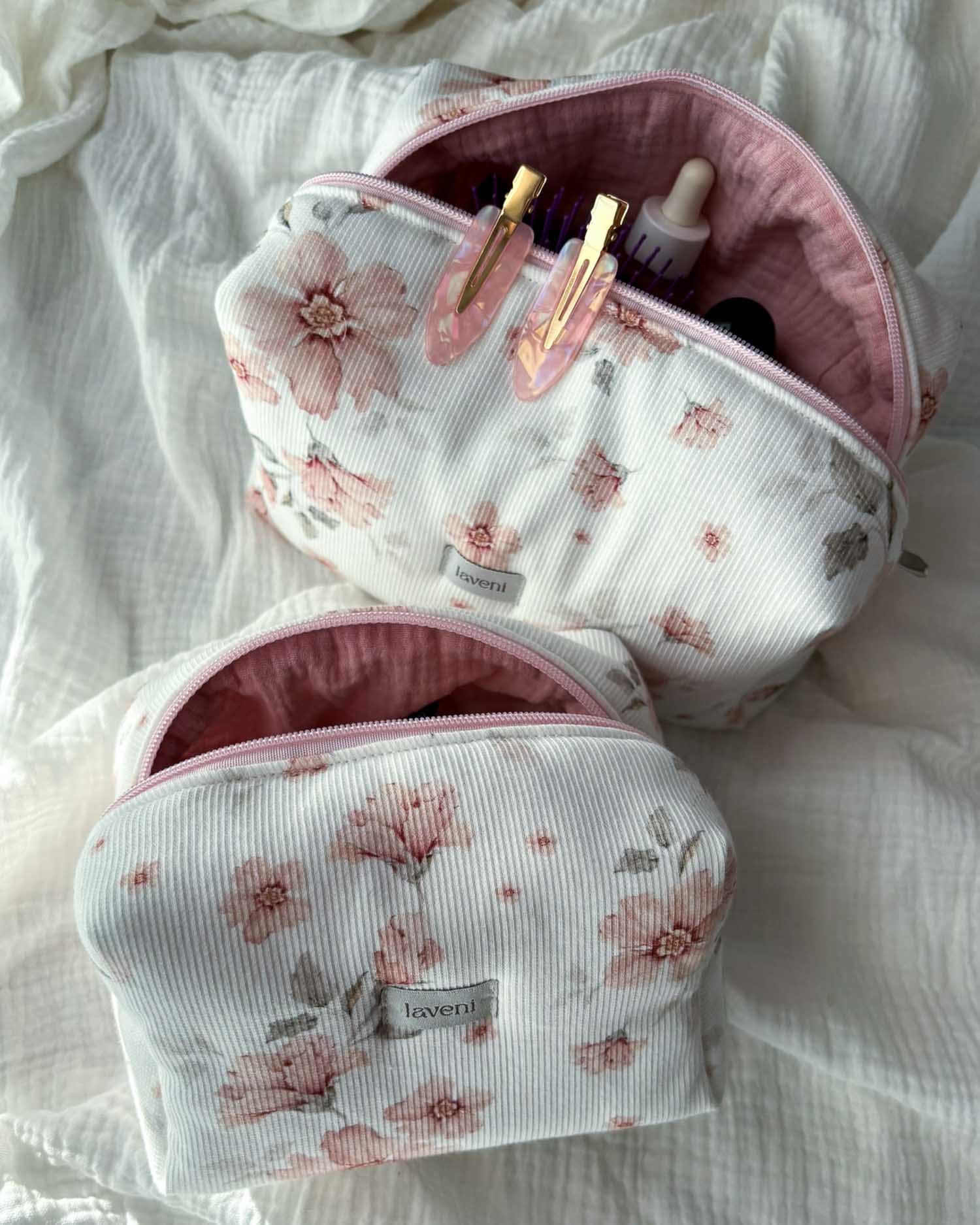 Limitowana Kosmetyczka Ribb Blush Peony 4 prążkowana kosmetyczka mała i duża
