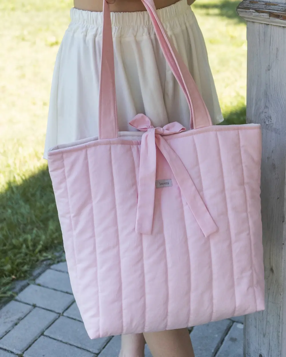 Torebka Tote SOFI Pastel Blush 3 Wnętrze bawełnianej torby shopper z kieszonką i podszewką